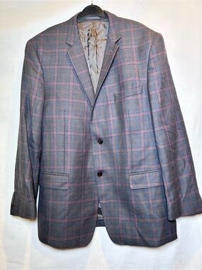 Versace Collection Men’s Plaid Wool Blazer EU 56/US 46 Made in Romania